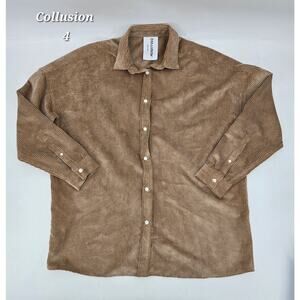Collusion Oversized Corduroy Button Down Shirt – Tan – Size 8 (US 4)